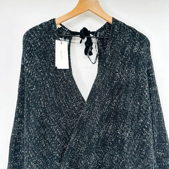 NWT City Chic Western Jumper Sweater Marled Knit Wrap Peplum in Black Size 20 - Picture 4 of 10